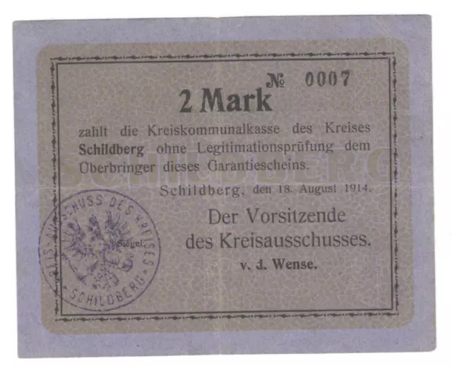 Schildberg ( Ostrzeszow ) Posen - Kreisausschuss - 2 Mark - Dießner 355.3 #20430