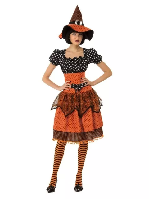 # Orange Polka Dot Witch Halloween Ladies Costume