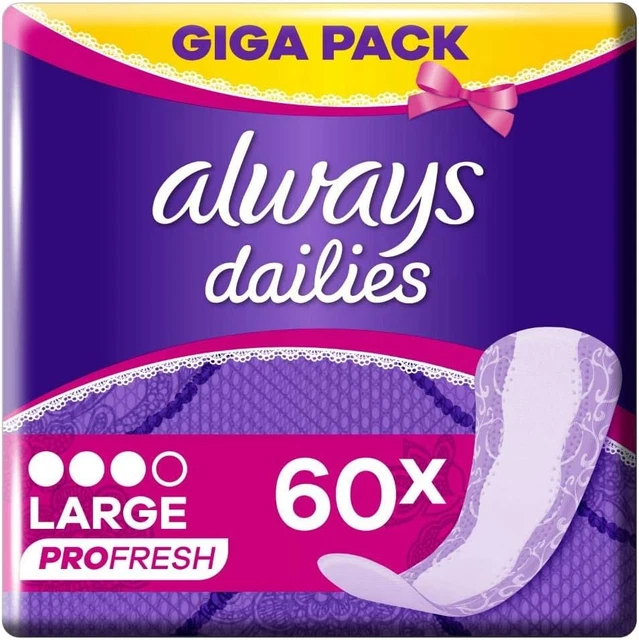 Always Dailies Slipeinlagen Damen Large Profresh Giga Pack 60 Binden
