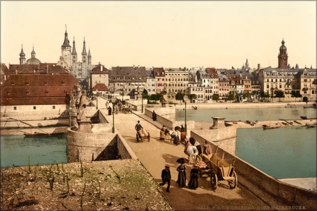 Poster, Many Sizes; Old Main Bridge And Town, Wurzburg, Bavaria, Germany 1890