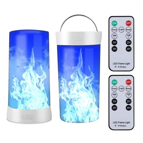 Led Flame Light,USB Rechargeable LED Fire Candles Outdoor Hanging Lamps Blue