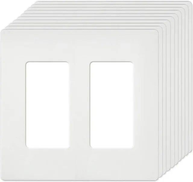 2-Gang Decora Wall Plates Standard Screwless Unbreakable Polycarbonate 10pack.