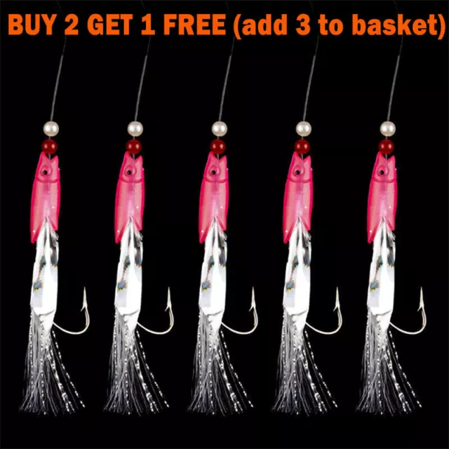 5Packs Mackerel Feathers Bass Garfish Lure Sea Fishing Rigs Tackle Boat Fishing