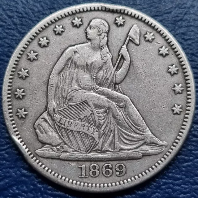 1869 Seated Liberty Half Dollar 50c Better Grade XF #72533