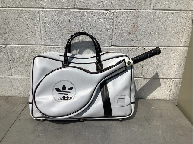 Rare Vintage 70s Adidas Tennis Racket Raquetball White Duffle Bag