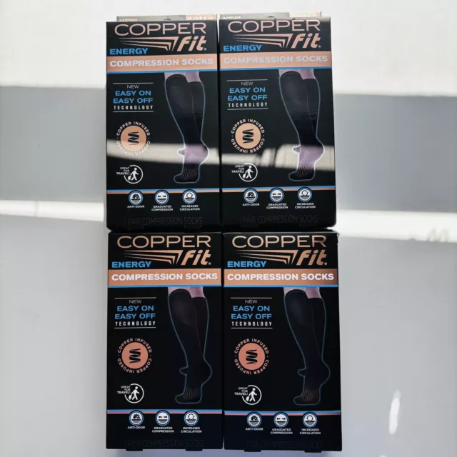 COPPER FIT ENERGY Compression Socks Black For Circulation Size S/M Lot ...