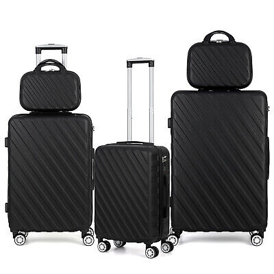 5-Piece Suitcase Best Hardside Spinner Luggage Set，Checked & Carry On，Black