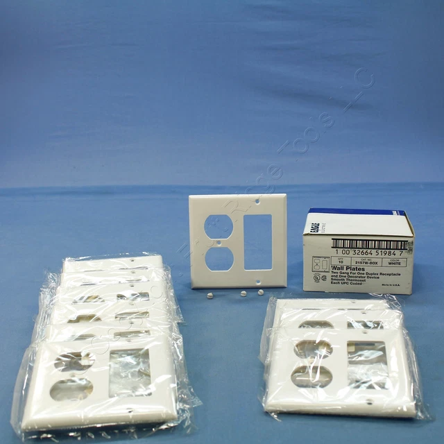 10 cubiertas de salida de placa de pared para receptáculo dúplex Eagle White Decorator GFCI 2157W