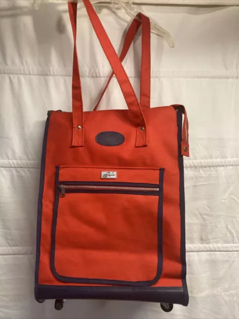 SKYWAY Vintage Luggage Red Rolling Carry-On Travel Bag W/ Zipper Pouch 1960s/70s