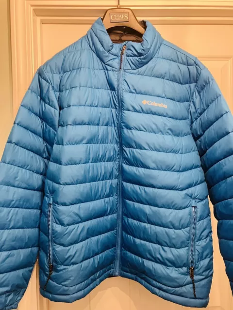 $150 COLUMBIA POWDER Lite Insulated Jacket Coat Solid Azure Blue Mens ...
