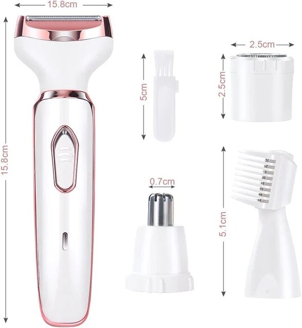 ACWOO Rasoio elettrico da donna senza fili 4 in 1, ricaricabile indolore bagnato