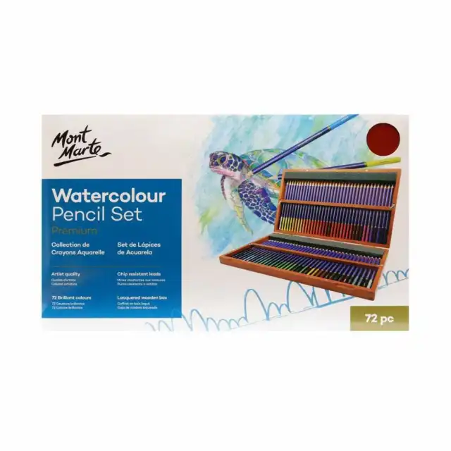 72pc Premium Watercolour Pencil w Box Mont Marte Drawing Watercolour Pencils