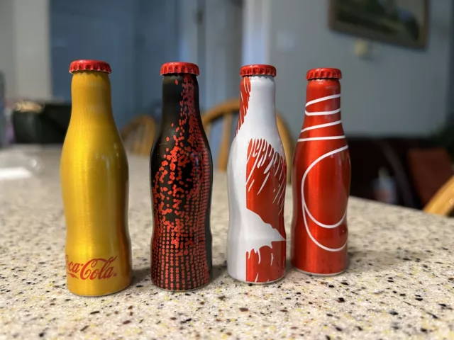 Lot Of 4 Miniature Coca-Cola Aluminum Bottles Brazilian Miniature Coke Bottles