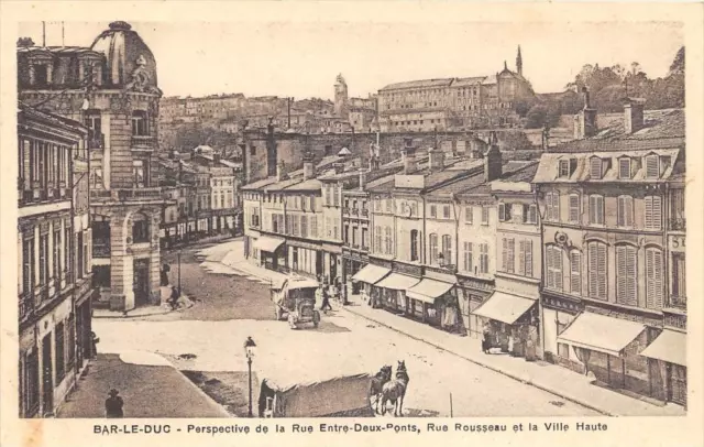 Cpa 55 Bar Le Duc Perspective De La Rue Entre Deux Ponts Rue Rousseau Et Ville H