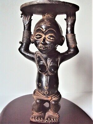 ANTIQUE TERRACOTTA CHOKWE ROYAL QUEEN CARYATID African Carving Statue XRARE