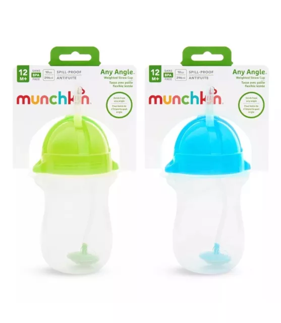 Munchkin 2pk Click Lock Weighted Straw Cup 20oz - Blue/Green NEW!!