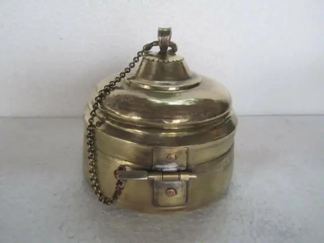 Old Brass Handcrafted Unique Solid Heavy Fine Jewellery Pot