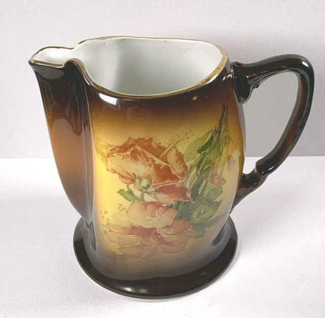Large Antique Warwick IOGA Large Pitcher Roses Early 1900s