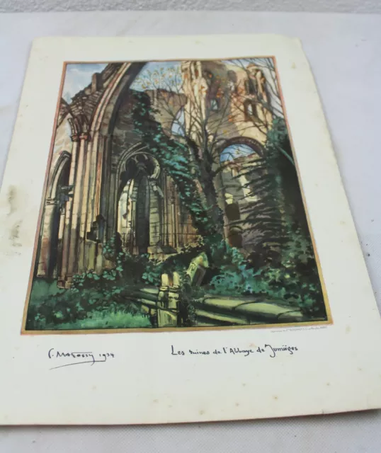 Affiche Ancienne Ruines De L' Abbaye De Jumieges  Par P. Matossy 1934