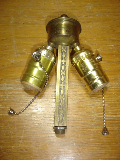 Antique ~ Salvage ~ Double Cluster Socket w/ Finial ~ Pull Chain Sockets ~ #4195