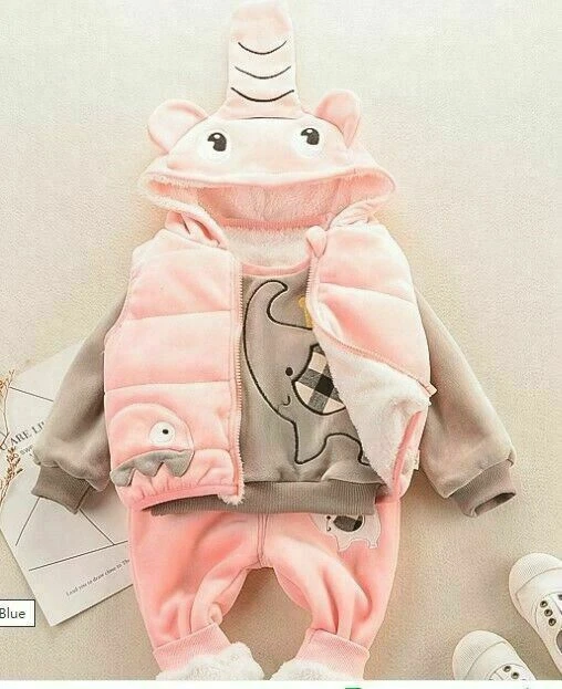 Top con cappuccio neonato bambino bambina + pantaloni tuta pantaloni abiti set vestiti 3