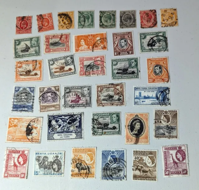 166 used stamps from KUT, Kenya, Uganda and Tanzania - All different