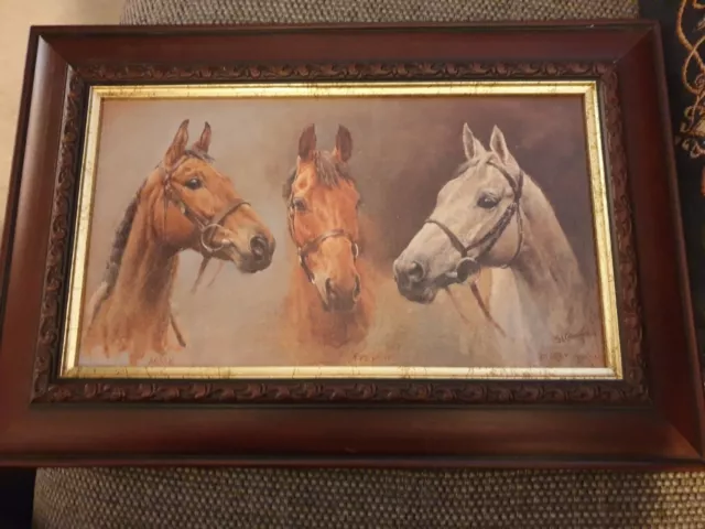 Horse Framed Print of Red Rum / Desert Orchid and  Arkel 42 x 29 cms approx