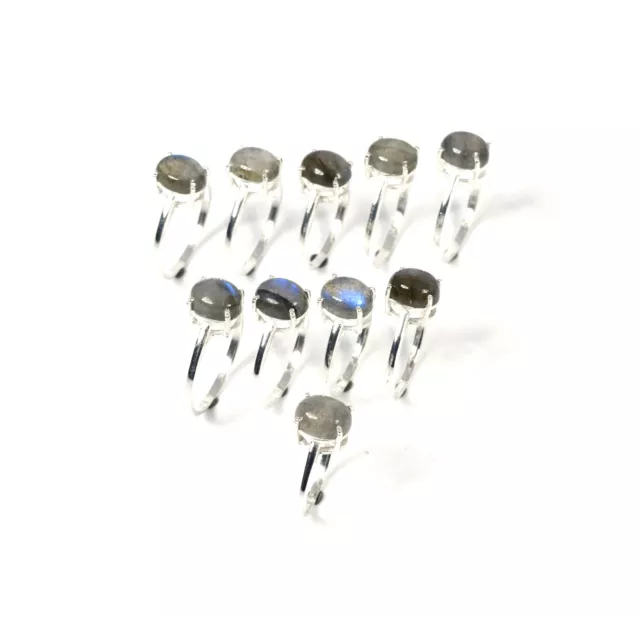 Wholesale 10PC 925 Solid Sterling Silver Labradorite Ring Lot f826