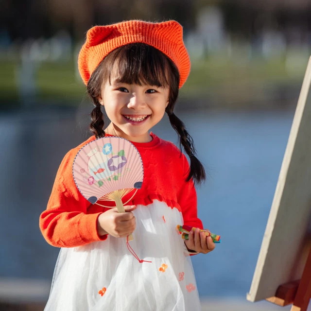 Ventilatore Manuale A Mano Per Bambini - Design Frutta, Set Da 2 (Rosa)