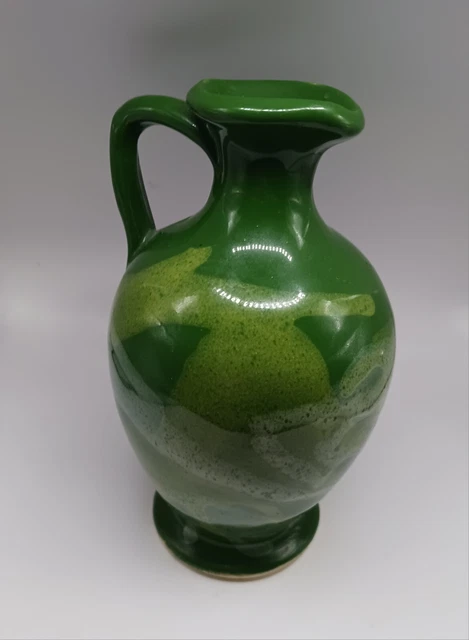 Vibrant Green Glazed Mini Pitcher/Art Pottery 6"