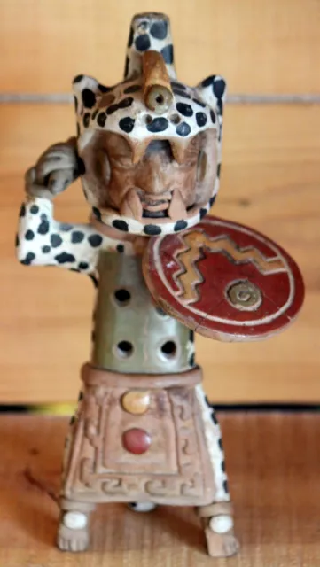 Aztec Mexico Pre Columbian Style Ocelotl Jaguar Warrior Figurine