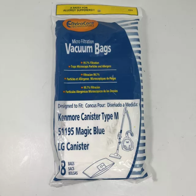 8 Kenmore Type M Sears Vacuum Bags Canister Cleaner 51195 Magic Blue Free Shipp