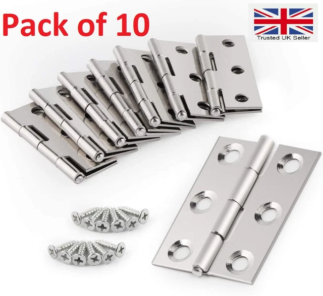 Acciaio Inox Cerniera 44x32mm Porta Confezione Di 10 & Viti Pieghevole Windo
