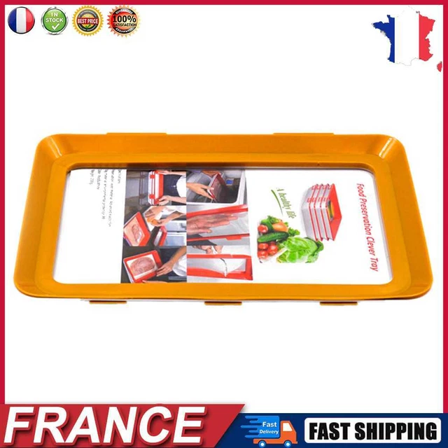 Food Preservation Tray Plastic Food Fresh Storage Plates Container (Orange) fr
