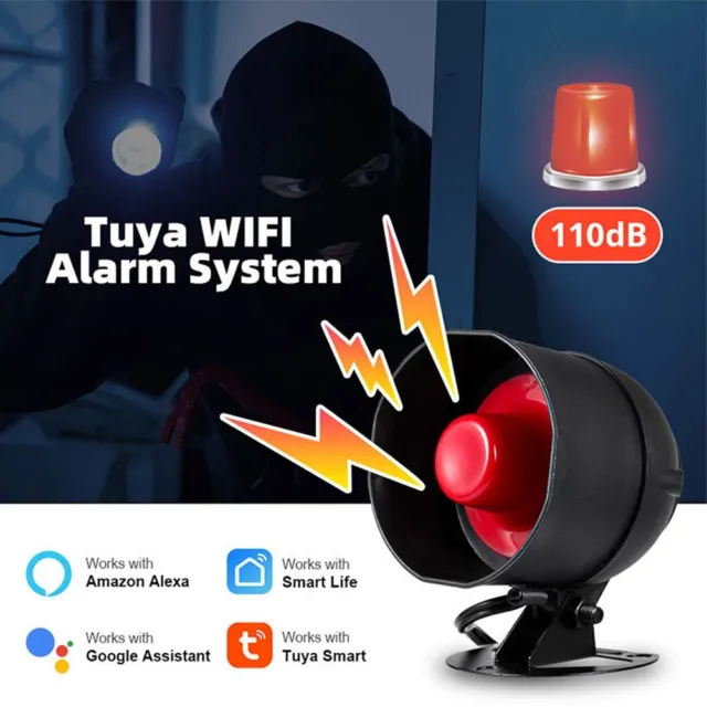 Sistema de alarma sirena WiFi compatible con Smart Life con sonido fuerte y control de voz