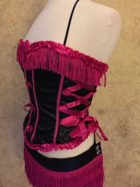 2 PC BURLESQUE Costume Fringe Skirt and Bustier Set S/M or M/L $29.99 ...