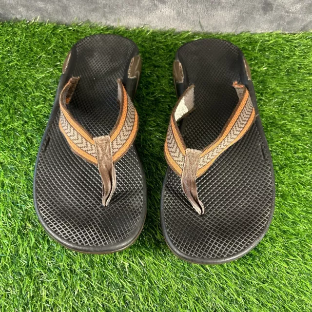 CHACO SANDALS Mens 11 M Brown Black Flip Flops Thong Outdoor Casual $18 ...