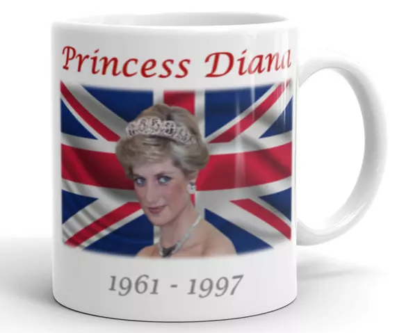 Princess Diana Mug Original Souvenir Cup Heart Union Jack Royal Memorabilia Gift