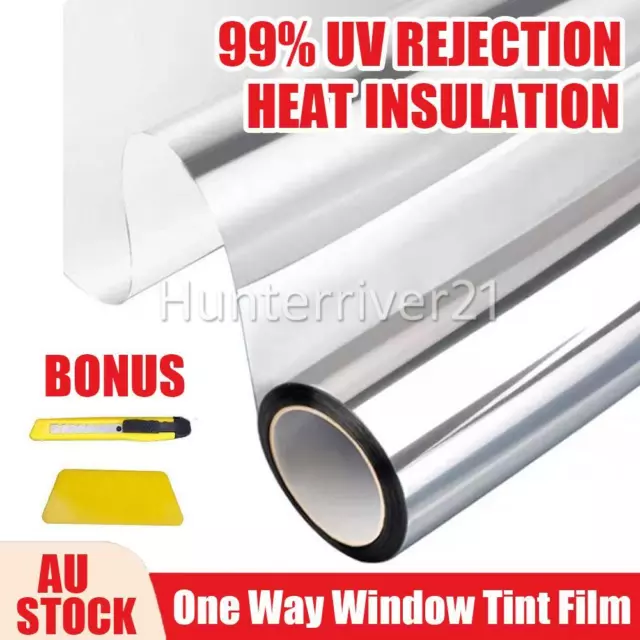 Home Tinting One Way House Window Tint Film Mirror Glass Block Heat UV Control C