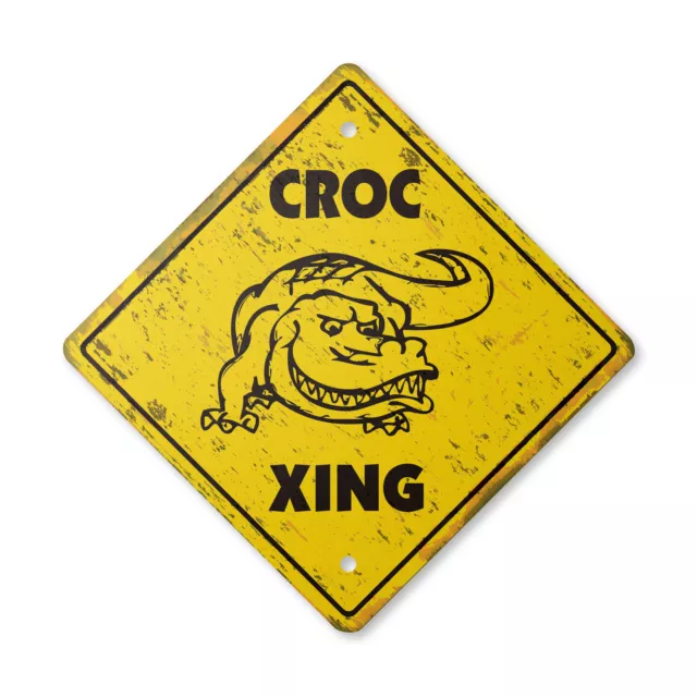 Croc Vintage Crossing Sign Xing Plastic Rustic crocodile salt water alligator ga