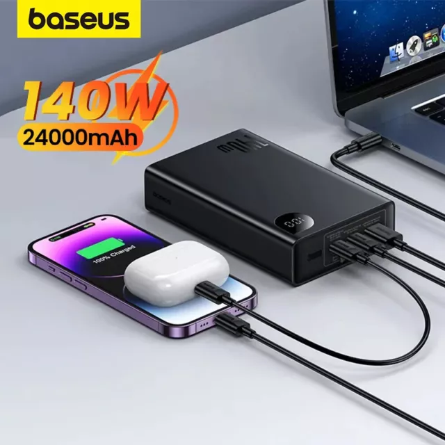 Baseus 140w Power Bank 24000mAh Fast Charging USB Portable Charger Battery Pack