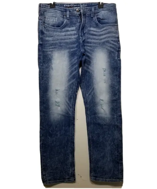 Buffalo Jeans-Ethan Slim Fit straight leg Distressed Men's jeans Blue 33x29