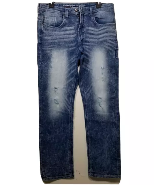 Buffalo Jeans-Ethan Slim Fit straight leg Distressed Men's jeans Blue 33x29