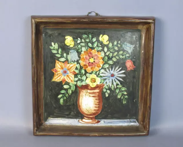 Bild Keramik Blumen von der Wand Vintage Handbemalt Made IN Italy Jahre 1940