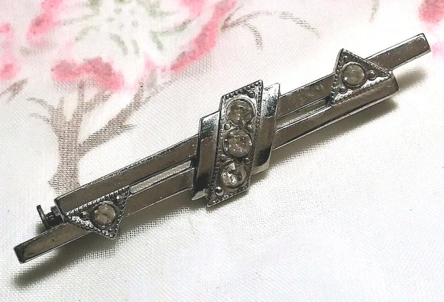 Clip Broche Vintage A - F Paris Bté SGDG – Métal Argenté, Ancien, En Parfait état