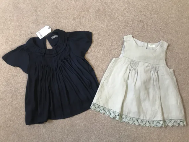 Bnwt Next Girls Summer Top T-Shirt Bundle Lace Detail Age 4-5 Navy & Off White
