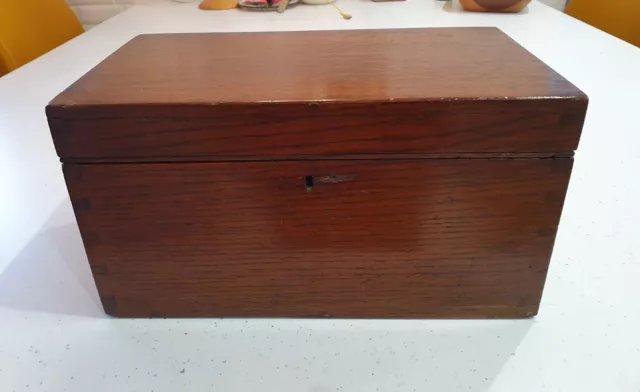 Antique Vintage 1900 Oak Box . 17cm By 16cm By 30cm Genuine Antique