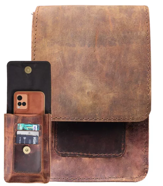 Genuine Leather Phone Holster Cell Phone Pouch Mobile Case Flip Unisex Cover