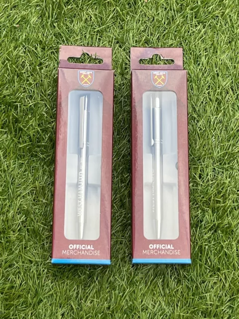 2x Official West Ham United FC Sliver Executive Pen With Case Brand New