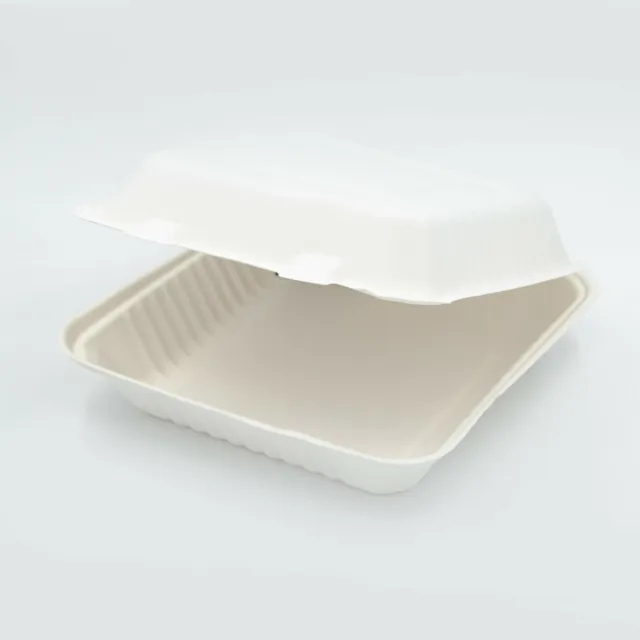 Take away Containers 9x9x3" Sugarcane Clamshell Bagasse Tableware Compostable